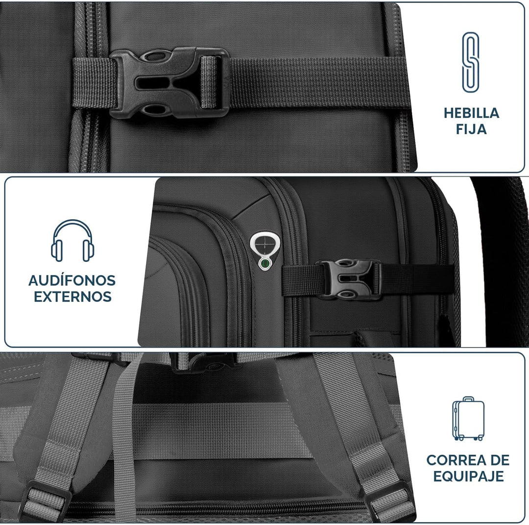 Fxcelets TSA - Mochila de viaje expandible para hombres, bolsa para...