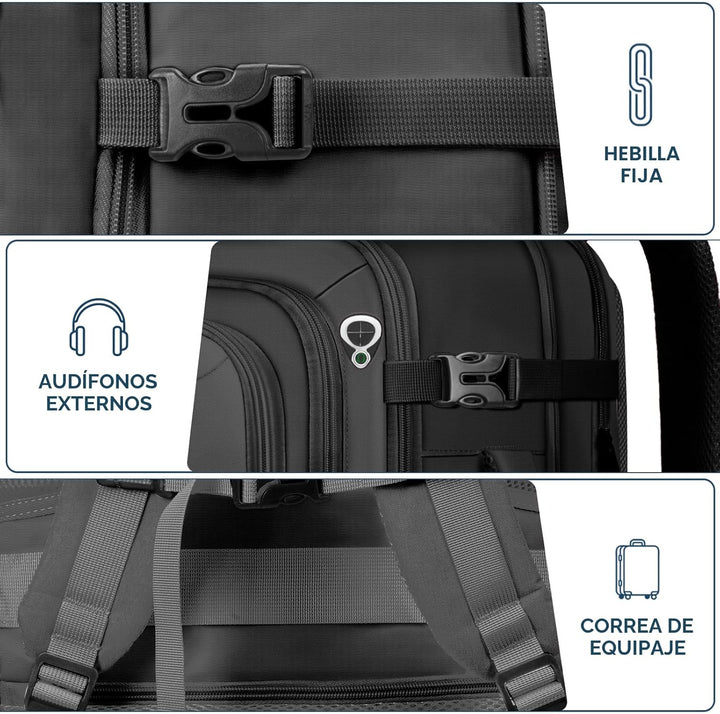Fxcelets TSA - Mochila de viaje expandible para hombres, bolsa para...