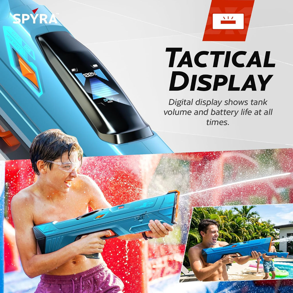 SPYRA SpyraFour - Pistola de agua eléctrica, con pilas, color azul