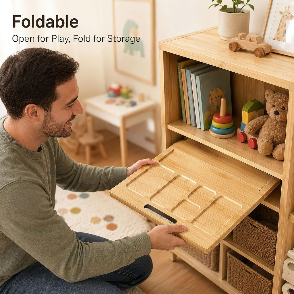 Bandeja/Falda de Construcción Plegable para Lego, Mesa de Construcción de Madera Grande, 41 x 21 in