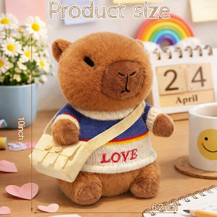 TITQWOP Juguete de peluche Capybara marrón de 10.2 pulgadas con 9 p...