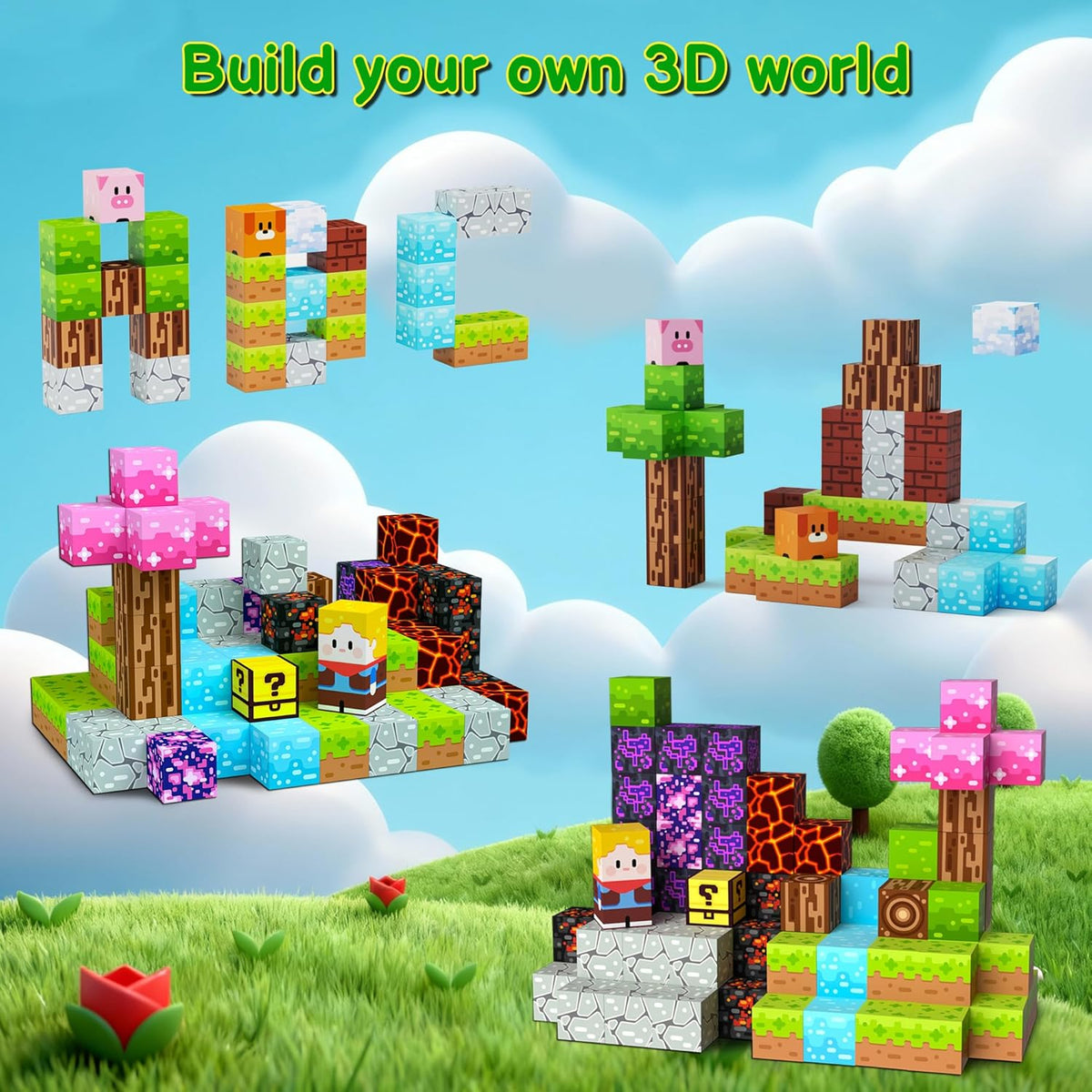 Bloques magnéticos estilo Minecraft bloques de construcción magnéti...