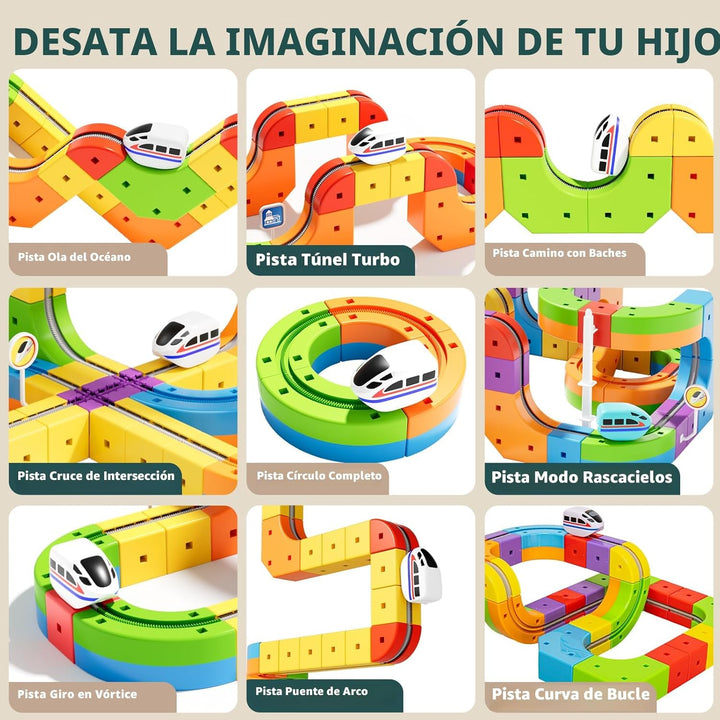 Wdebay klick - Juego de tren eléctrico de raíles 3D con pista de ca...
