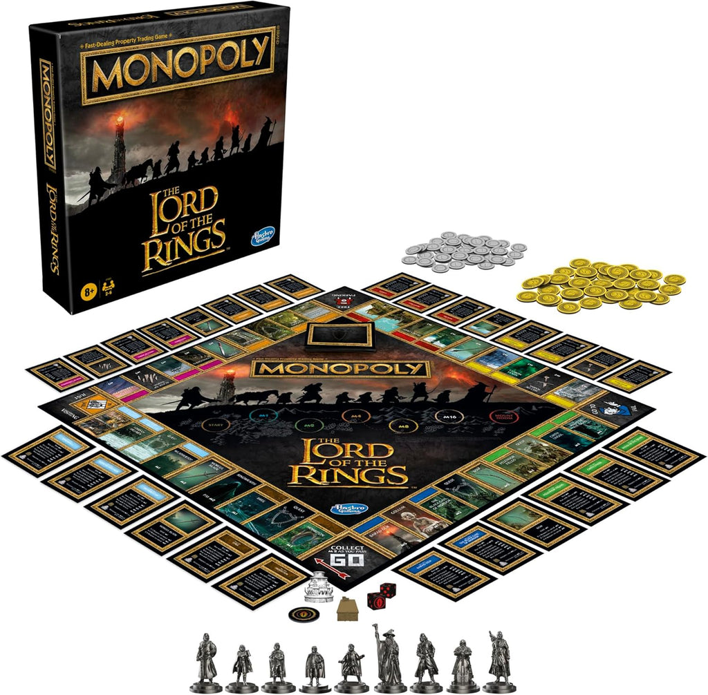 Juego de mesa Hasbro Gaming Monopoly: The Lord of The Rings Edition inspirado en la trilogía de la película, juega como miembro de The Fellowship, a partir de 8 años (exclusivo de Amazon)