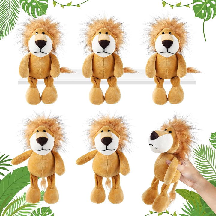 6 piezas de animales de peluche de safari a granel león, elefante,...