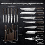 Juego de cuchillos de cocina de 15 piezas con bloque magnético