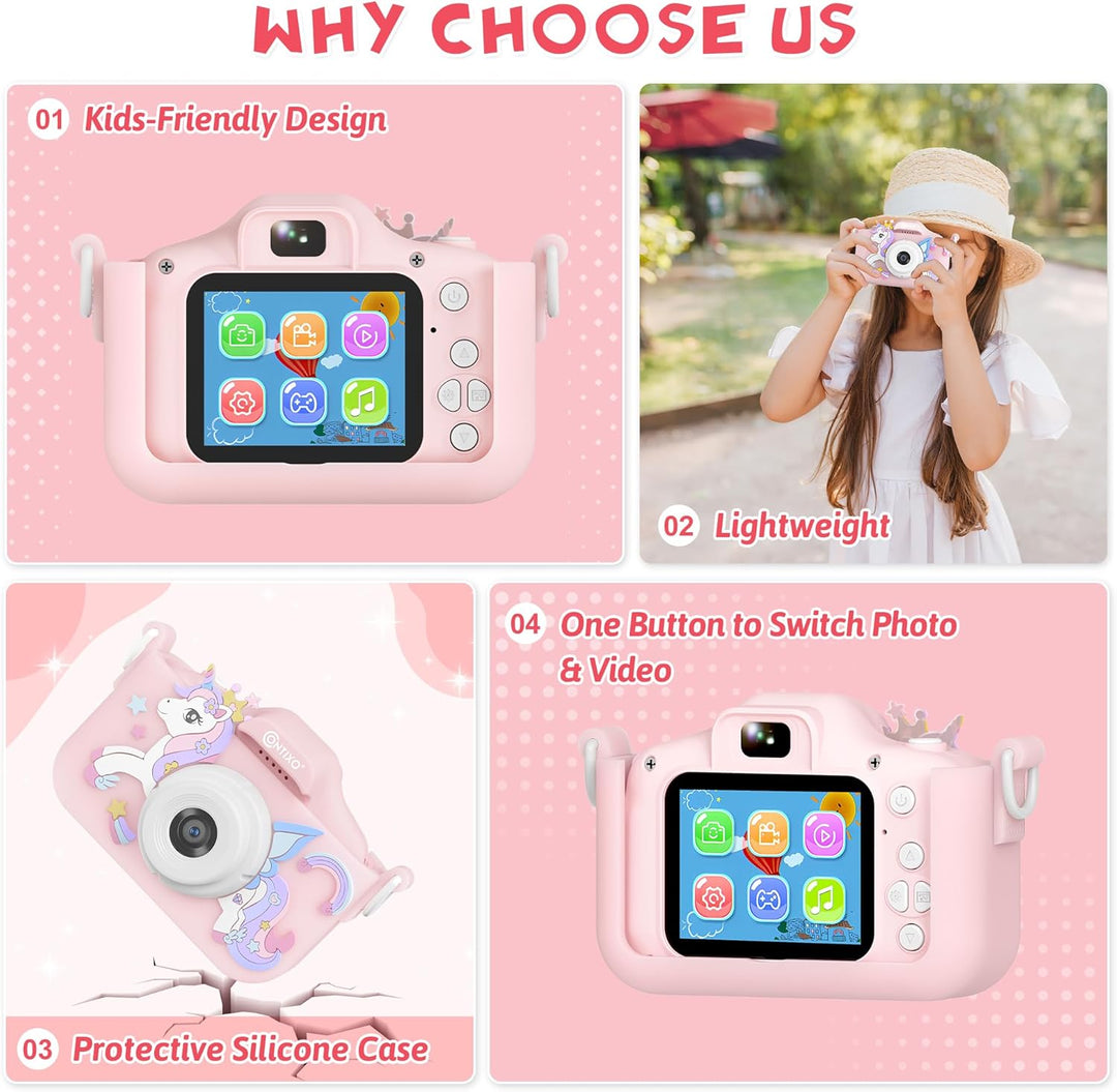 Contixo KC3A - Cámara digital para niños, cámara infantil de 1080P...