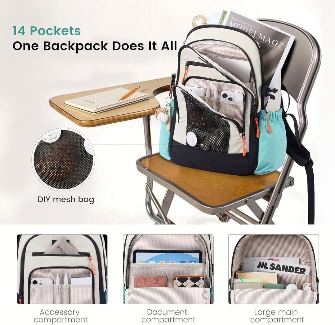 LOVEVOOK Mochila para laptop para mujer con portavasos grande, bols...