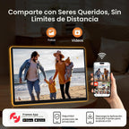ApoloSign Marco de fotos digital con luz de neón de 14 pulgadas, calendario digital de escritorio, programación de sincronización automática a través de la aplicación Frameo, pantalla táctil FHD de 2 K, LED que cambia de color | Comparte fotos y videos al