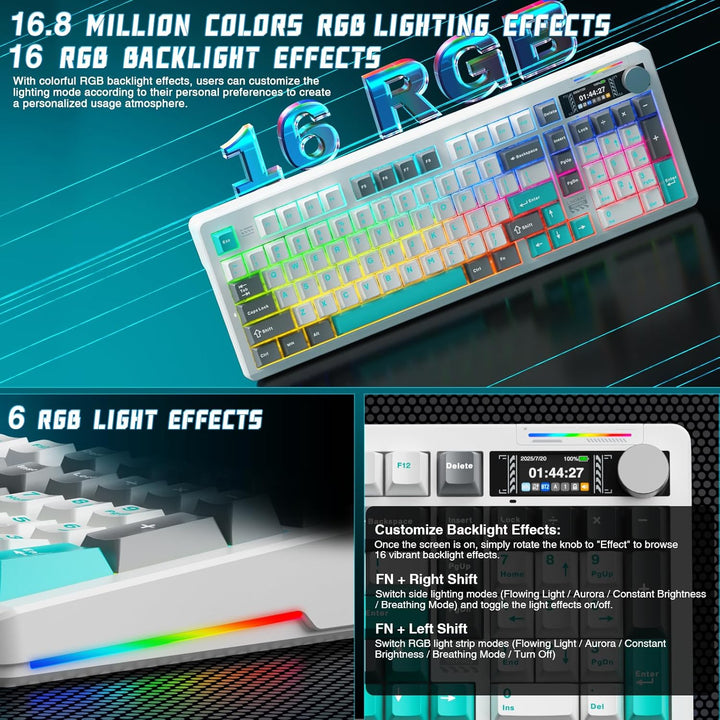 LINGBAO K98 PRO Teclado Mecánico Inalámbrico al 96%, con Pantalla y...
