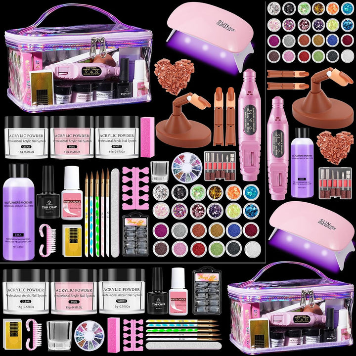 Kit de uñas para principiantes con todo: juego de líquido de polvo...
