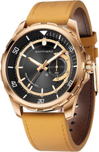 SAPPHERO Reloj para hombre con subesfera de fecha/esfera de números arábigos, cuarzo analógico, correa de acero inoxidable/piel, 164 ft impermeable, reloj de pulsera de vestir casual para trabajo de