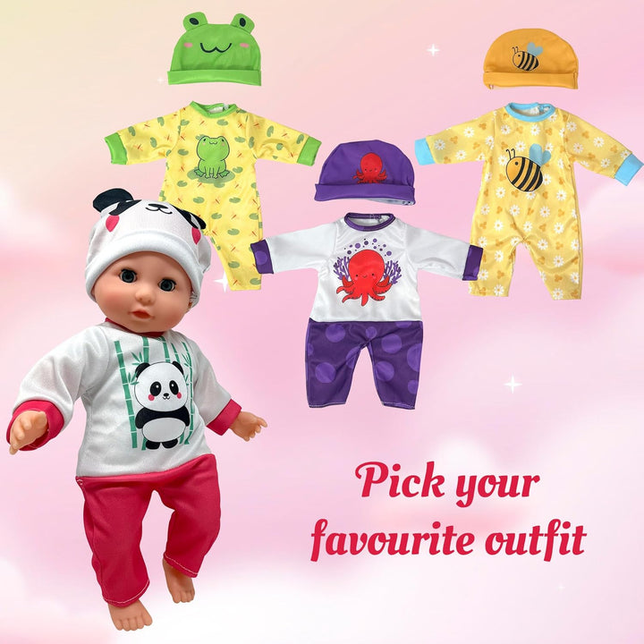 Muñeca de bebé de cuerpo suave con accesorios y 4 juegos de trajes...