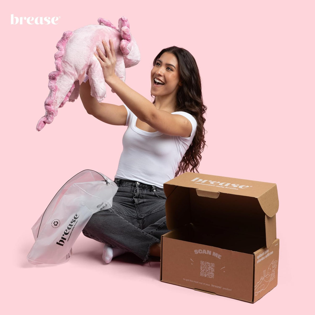 Brease Peluche de Dragón Axolotl Rosa con Peso de 5 libras Sin Fragancia - Juguete de Peluche Suave y Grande para Comodidad, Calma y Relajación, Compañero Ideal para Abrazar para Niños y Adultos