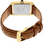 SEIKO SWR100 Reloj de cuarzo para mujer, resistente al agua 30M, elegante esfera de nácar, corona de cabujón, correa de cuero - dorado