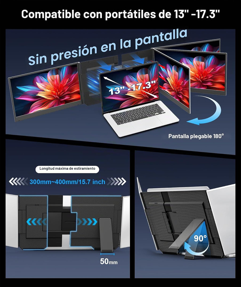Ozirex Extensor de pantalla para laptop de 15.6 pulgadas, monitor p...