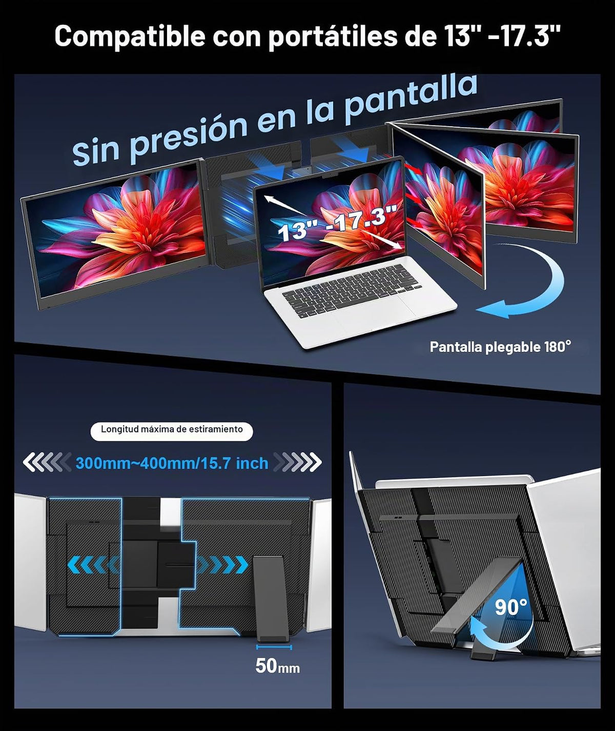 Ozirex Extensor de pantalla para laptop de 15.6 pulgadas, monitor p...