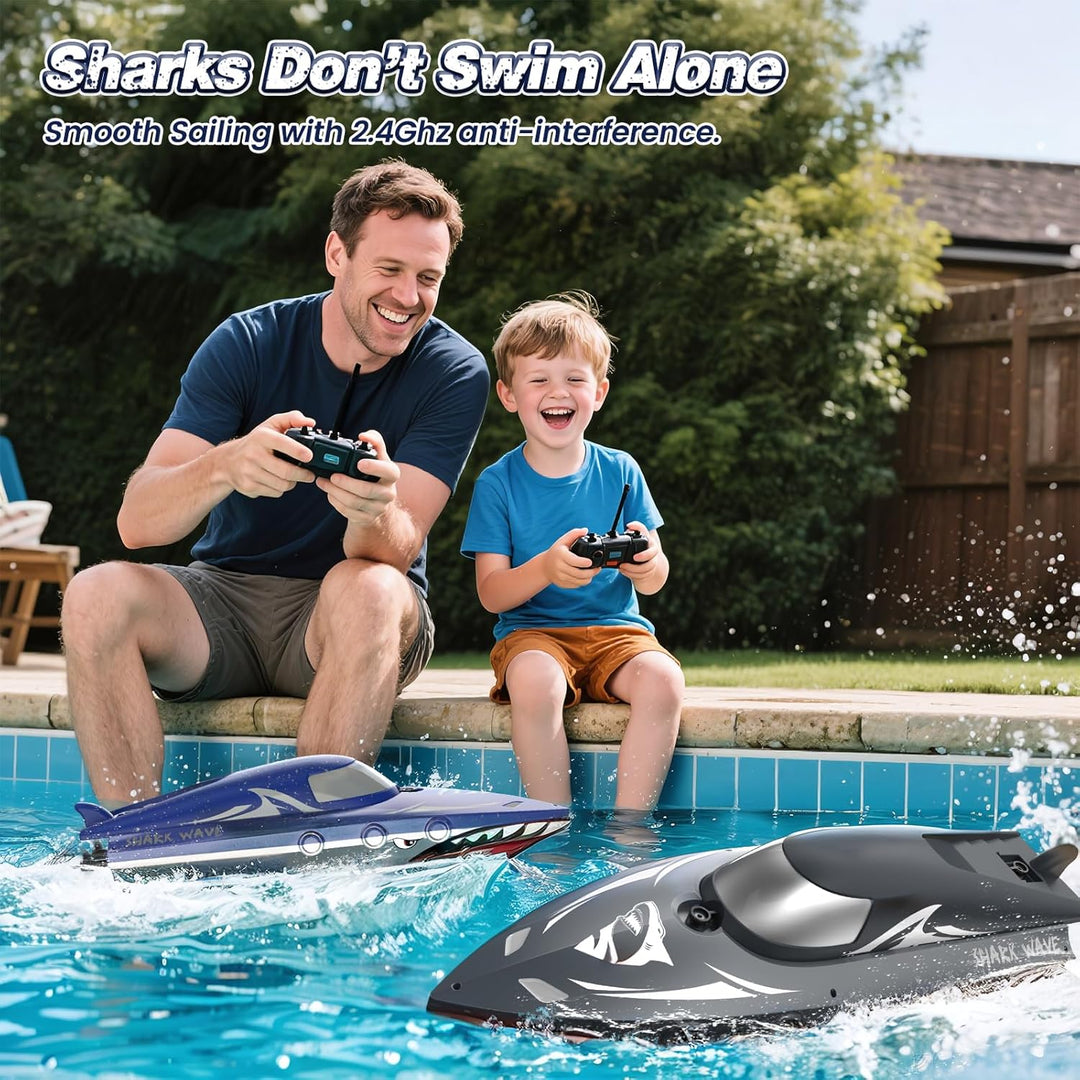 Barco RC de tiburón para niños y adultos, barco de carreras de cont...