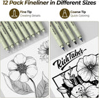 Nicpro Juego de 58 piezas de suministros de dibujo artístico en estuche de cuero, juego de lápices mecánicos de arte con lápiz de dibujo metálico de 0.01 pulgadas, 0.02 pulgadas, 0.03 pulgadas, 0.04