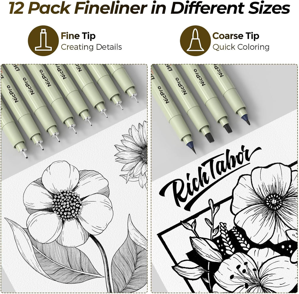 Nicpro Kit de suministros de dibujo artístico de 58 piezas, estuche de