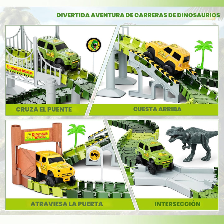 Pistas de dinosaurios, 271 piezas Create A Dinosaur World Road Race...