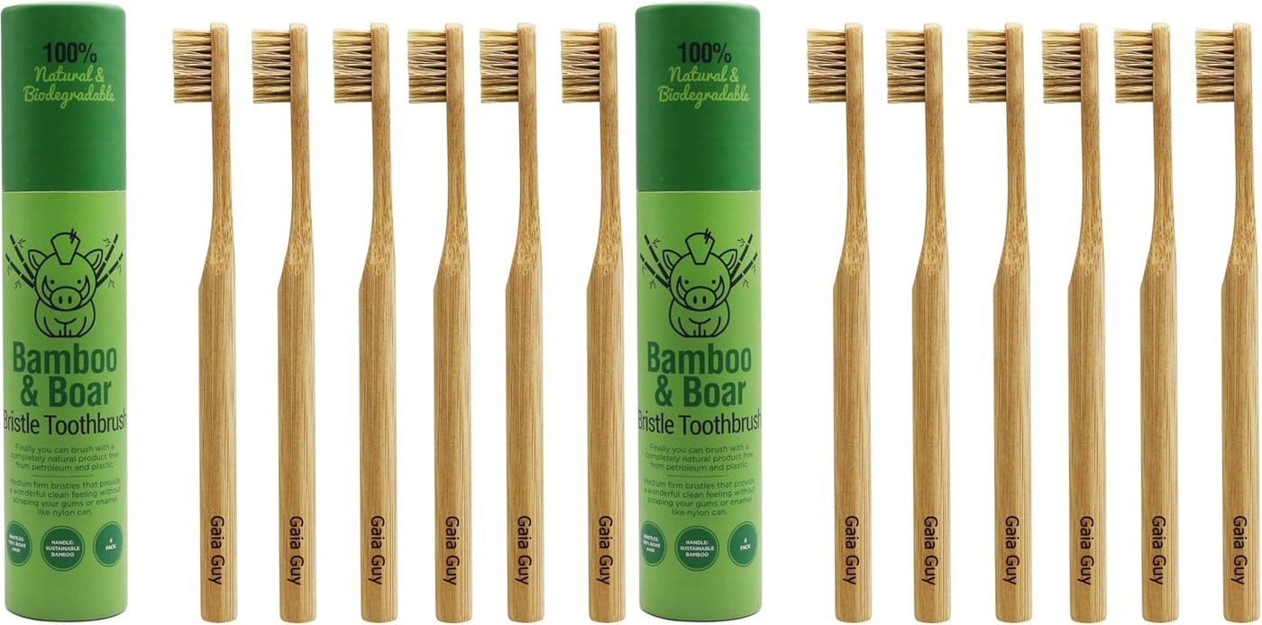 Gaia Guy Cepillo de dientes de bambú con cerdas naturales (sin nail...