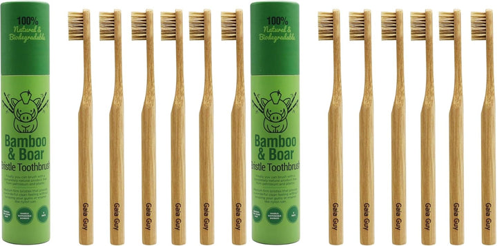 Gaia Guy Cepillo de dientes de bambú con cerdas naturales (sin nail...