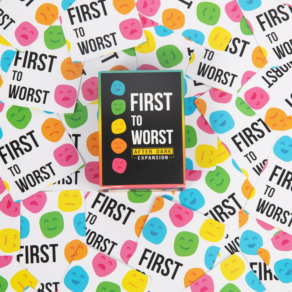 FIRST TO WORST Juego de fiesta + juego de cartas para adultos sobre cómo tus amigos y familiares clasifican las cosas | Divertido juego de mesa de clasificación y adivinanzas para amigos, noches de juego, fiestas e ideas de regalo divertidas