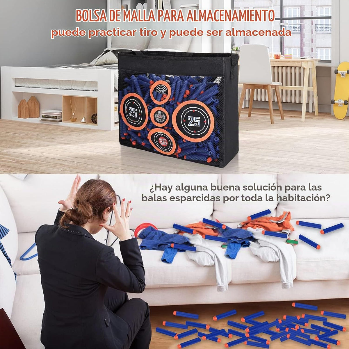 1000 unidades de munición, Dardos de recambio para Nerf N-Strike Elite Series, munición a granel compatible para Nerf Party con bolsa de práctica de tiro portátil y objetivo de malla