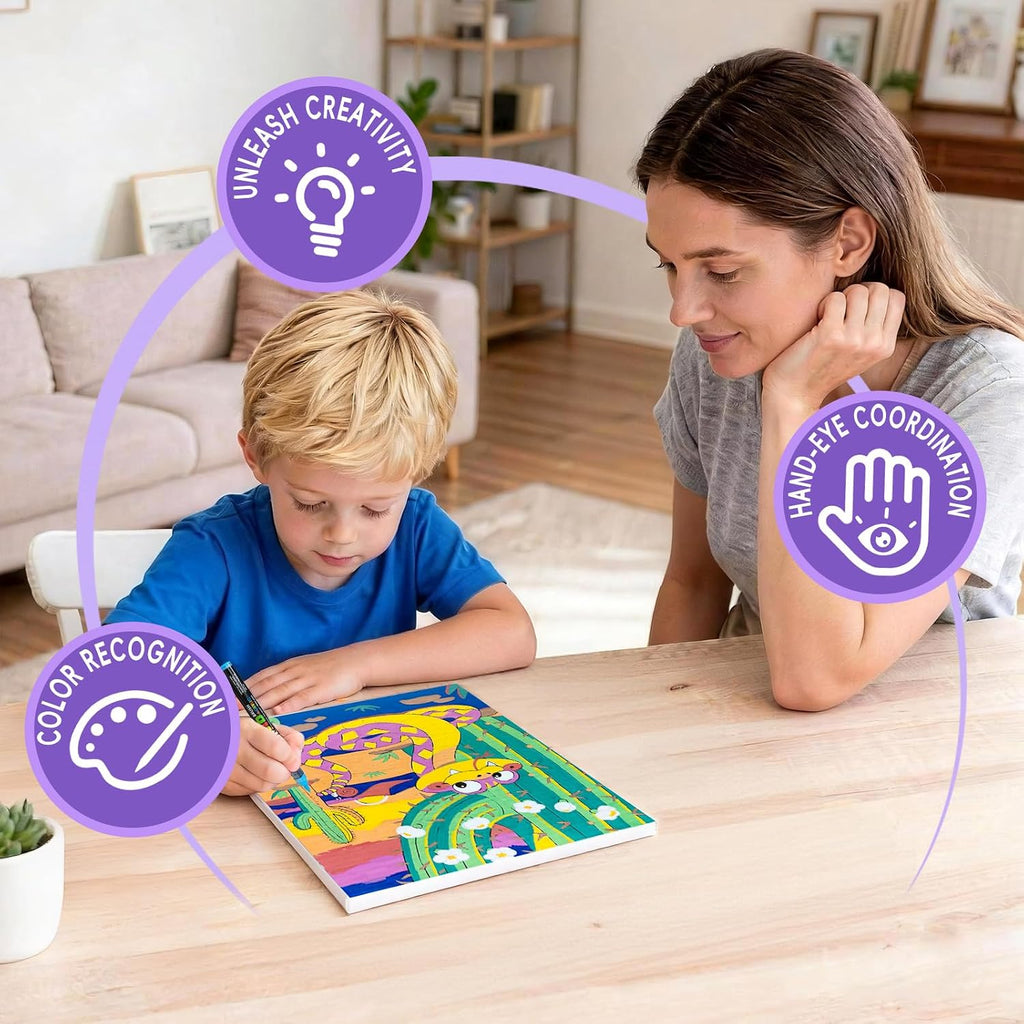 SNEILJOY Kit de pintura por números para niños de 4 a 12 años, juego de 3