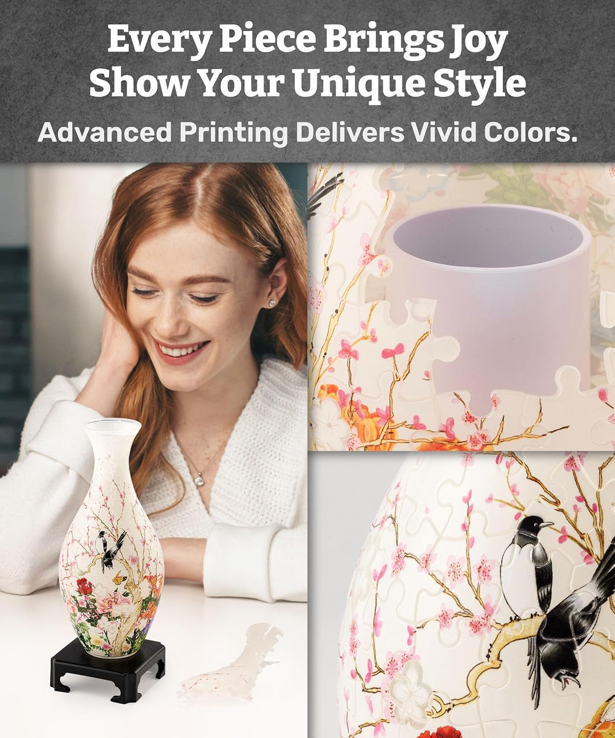 Pintoo Unique 3D Puzzle Vase para Adults - 160 Curved Plastic Pieces [S1035]
