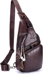 Bolsos cruzados para hombre, bolso bandolera de cuero, mochilas casuales para el pecho, bolsa de hombro, mochilas de senderismo de viaje