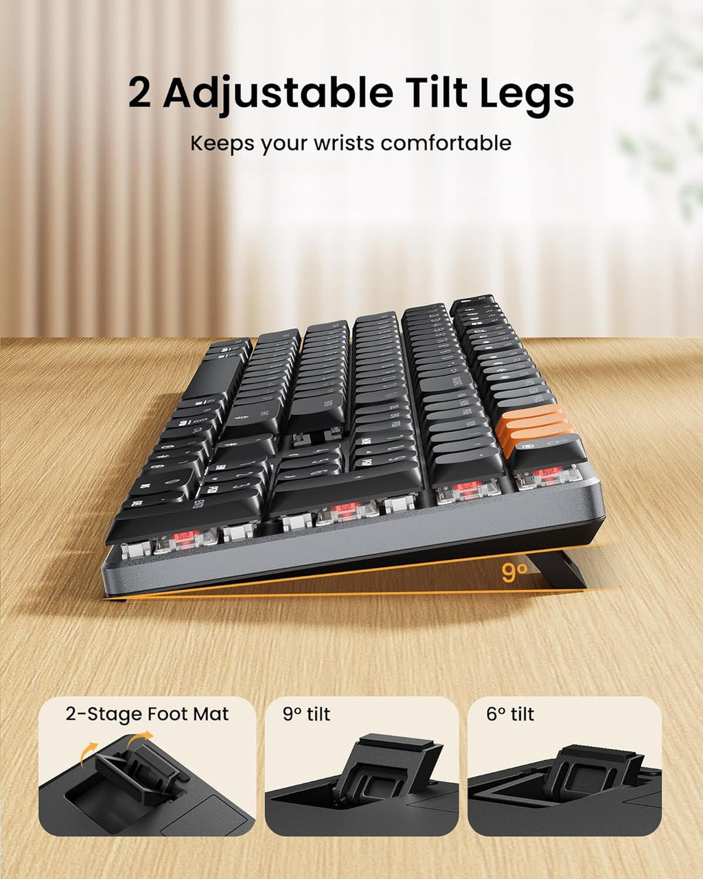ProtoArc Teclado mecánico Bluetooth retroiluminado K310 Pro, lineal y