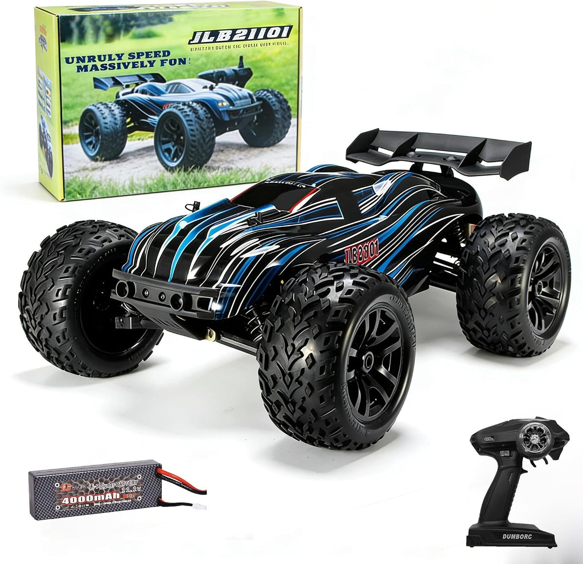 JLBRACINGRC 1/10 80+ KPH - Autos RC rápidos sin escobillas para adultos con batería 3S | 120A ESC, motor sin escobillas de 3670-2500KV, camión monstruo todoterreno 4WD, auto de control remoto todo