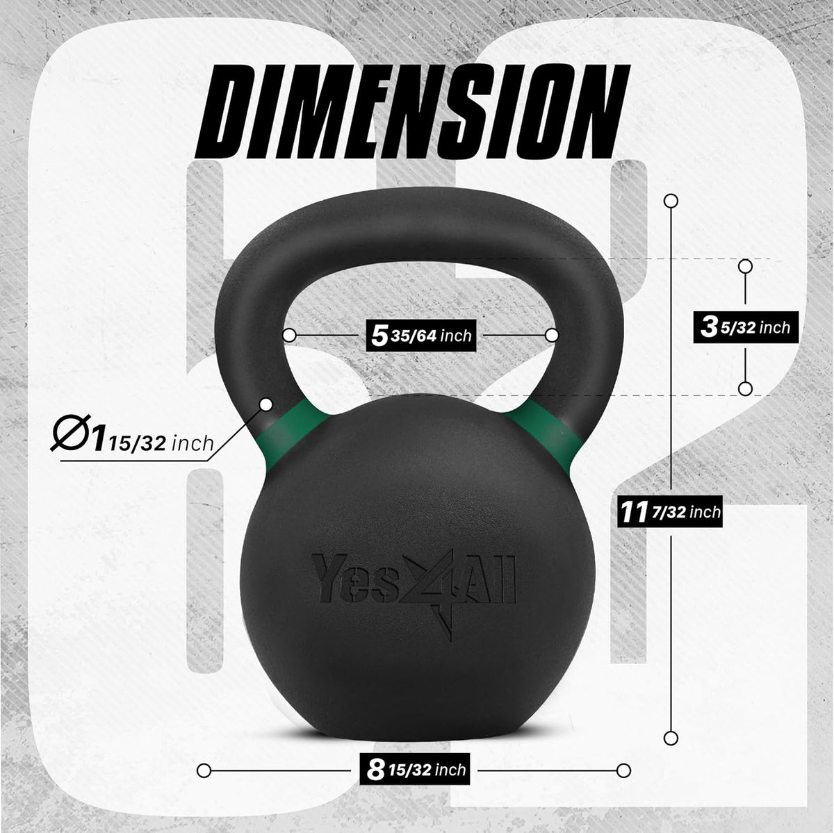 Yes4All Kettlebell con Recubrimiento en Polvo, Pesos de 9-88 lb de Hierro Fundido