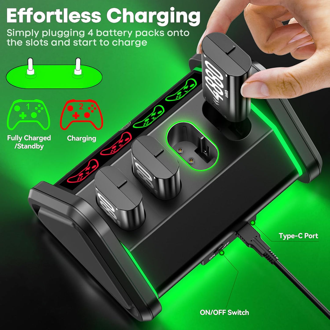 OIVO Batería recargable para Xbox One\/Series X\/S, 4 x 4880mWh, es...