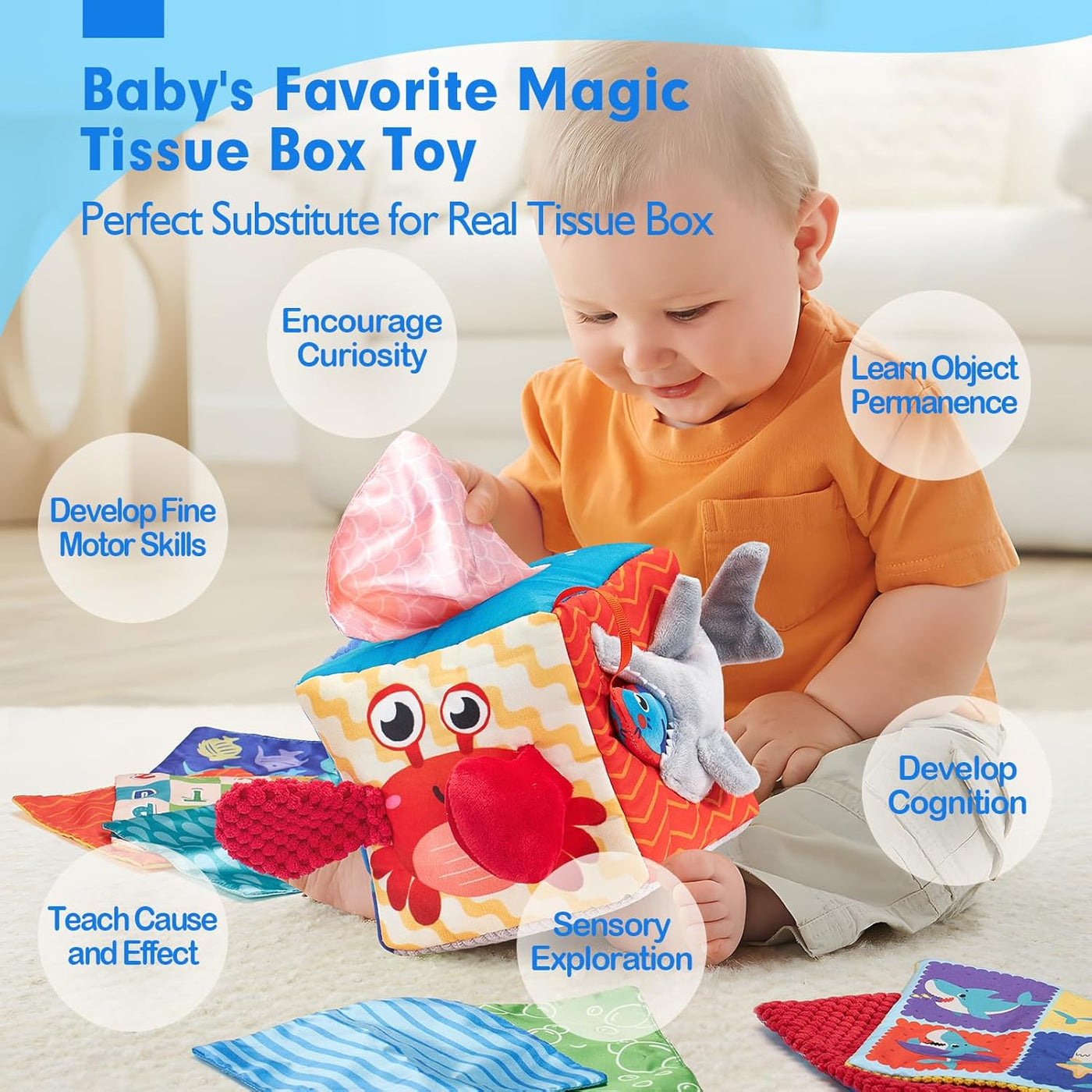 hahaland Caja de pañuelos para bebé juguetes para bebés de