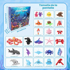 Calendario de Adviento de animales oceánicos impresos en 3D, 24 figuras articuladas de criaturas marinas para ansiedad, cuenta regresiva de Navidad, regalos flexibles para adolescentes y niños