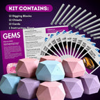 Gamerside Kit de excavación de piedras preciosas, 12 rocas y minerales