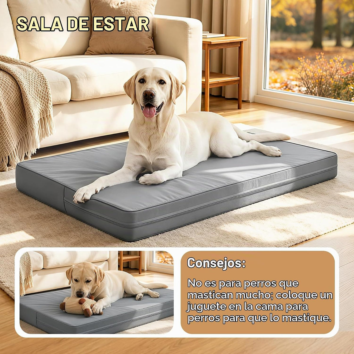 Cama impermeable XL para perro al aire libre Colchón grande para jaula 42" Lavable Cuero limpiable
