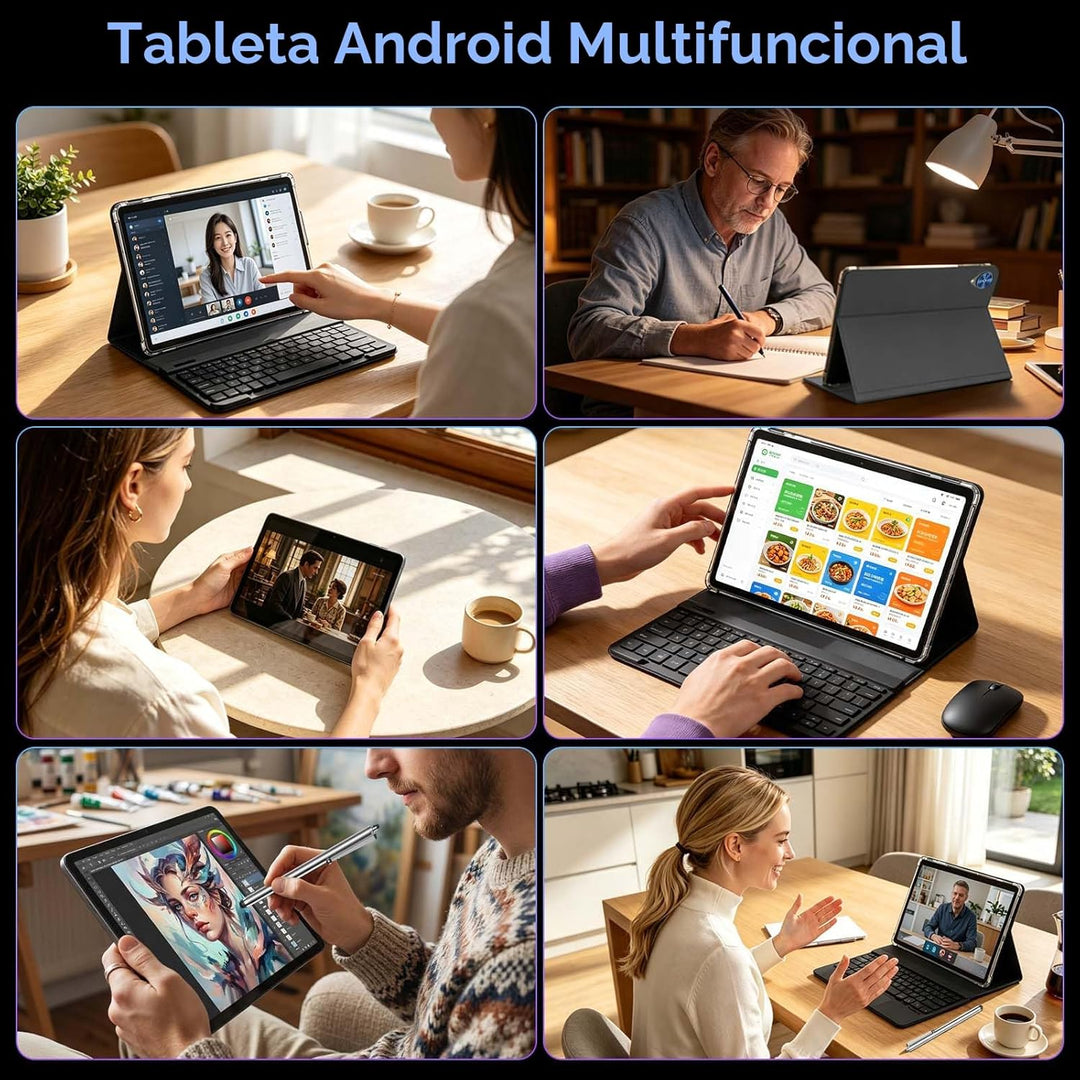 Relndoo Tablet Android 15 con teclado, 24 GB+256 GB+2 TB expandir,...