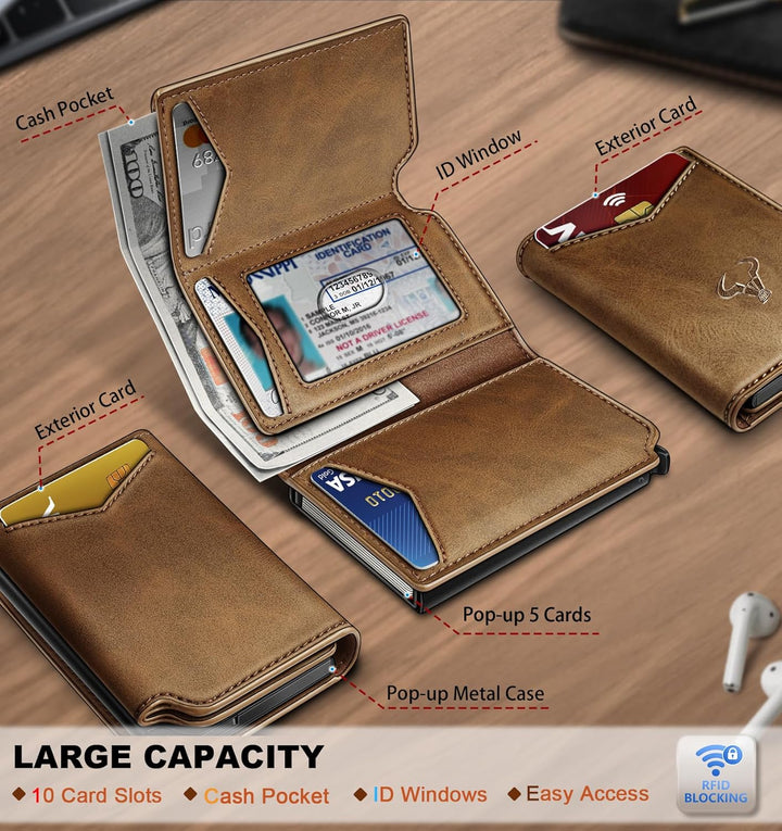 BULLIANT Cartera para Hombre Cartera de Cuero Portadores de Tarjeta...