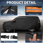X AUTOHAUX - Funda para coche al aire libre impermeable con protección contra el sol, la lluvia, la nieve y el granizo con cremallera en el lado izquierdo 210D-PU para Ford Expedition