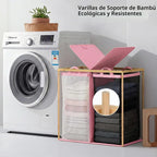 efluky Cesta doble para ropa sucia con tapa y 2 bolsas extraíbles