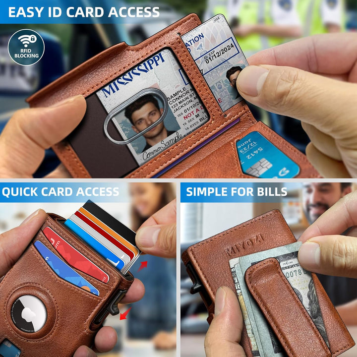 Miyozi - Billetera Airtag para hombre, con clip de dinero, estuche...