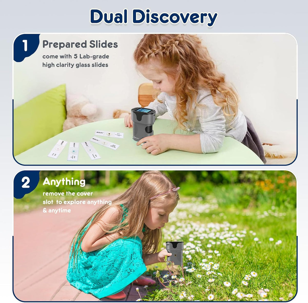 Microscopio digital infantil para ciencia: Kit STEM completo de juguete para edades 4-12