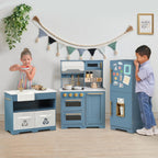 Teamson Kids Little Chef Atlanta Modular Play Kitchen, Blue/blanco/Gold