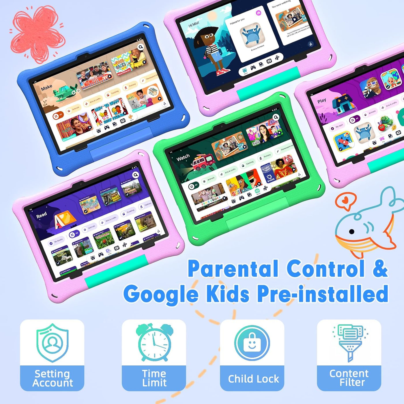 Tableta para niños: Tablet Android 15 de 10 pulgadas para niños, ba...