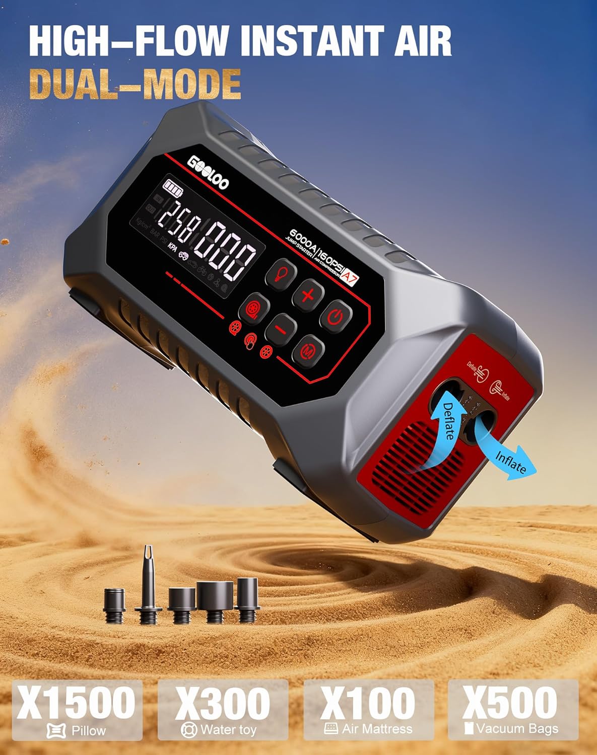 GOOLOO Arrancador de salto A7 con compresor de aire, 6000A y 160PSI...