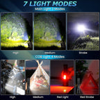 Linternas LED recargables de alto lúmenes, linterna súper brillante de 99,000 lúmenes, potente luz de flash 7 modos con luz de trabajo COB impermeable para el hogar, al aire libre, camping